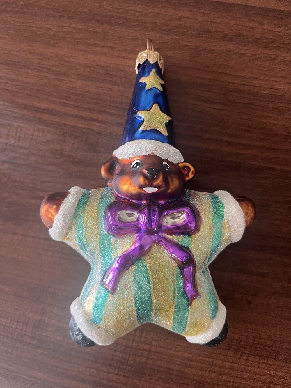 Christopher Radko Star Bear Gem Ornament 6” Vintage